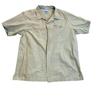 Columbia Mens Shirt XL Green Short-Sleeve Button-Up Cotton Blend Casual Outdoor